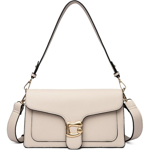 Handbags - Women's Apricot Trendy Small Imported Leather Cross Body Bags